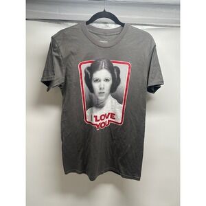 Star Wars Princess Leia "I Love You" T-Shirt - Size M Gray -‎ Disney